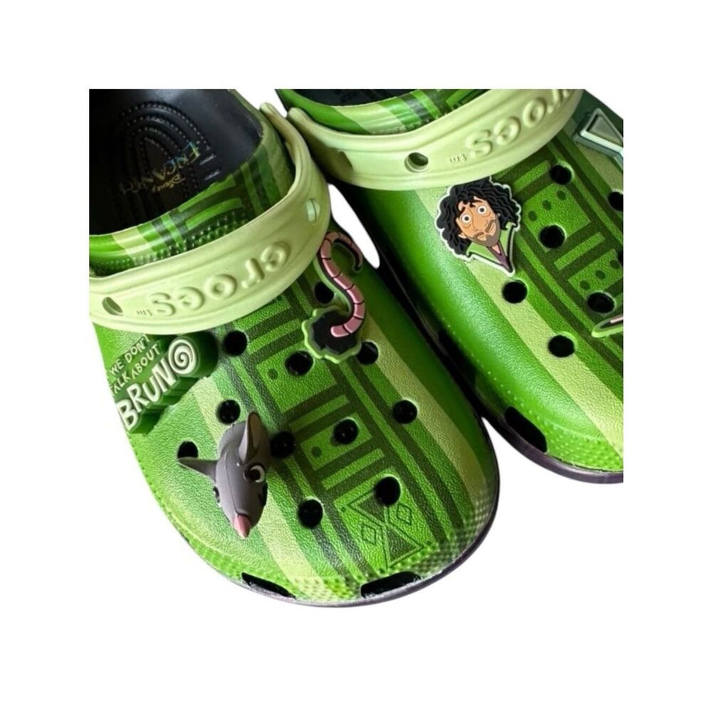 Crocs Encanto Bruno Classic Clog Kids J2 Disney Green Slip On Shoes Jibbitz New